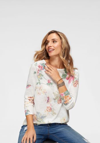 Aniston CASUAL Shirt met lange mouwen met maxi-bloemenprint en vogels