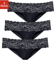 vivance active Brasil-slip met brede kanten boordjes (3 stuks)