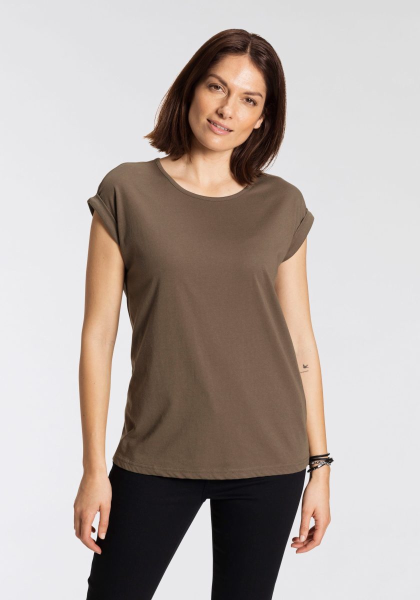 Boysen's T-shirt met verlaagde schoudernaden & kleine mouwomslagen