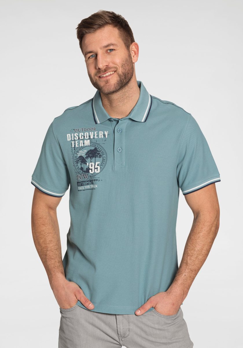 Man's World Poloshirt Met print op de schouder