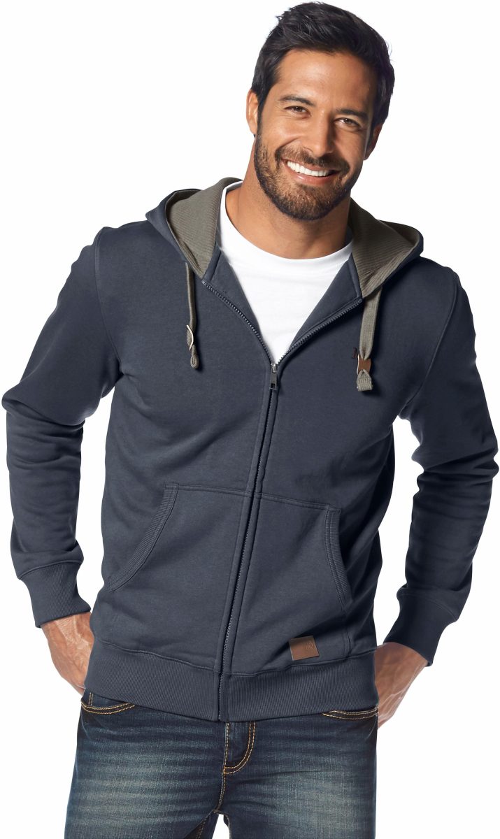 Man's World Capuchonsweatvest met contrastkleurige voering