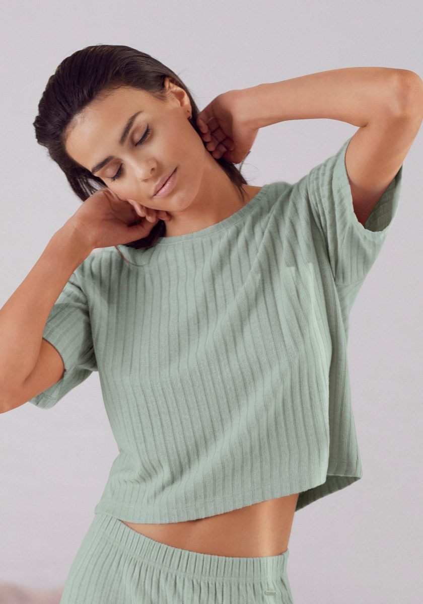 s.Oliver RED LABEL Beachwear T-shirt van duurzaam ribbreisel