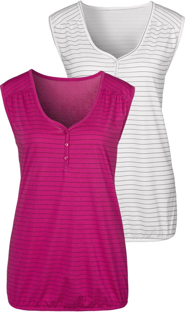 H.I.S Tanktop met knoopsluiting en kleine plooi (Set van 2)