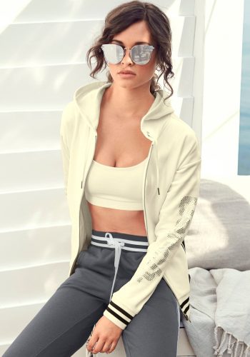 Bench. Capuchonsweatvest met logoprint in metaal-look