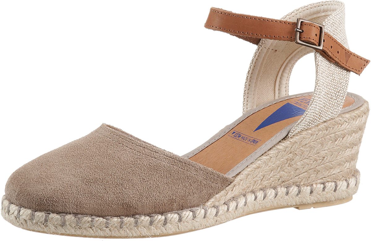 Verbenas Sandaaltjes met raffia beklede sleehak