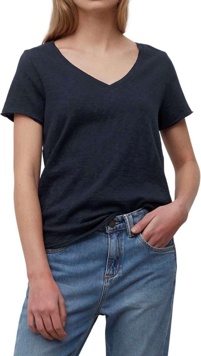 Marc O'Polo DENIM T-shirt met afgeronde v-hals