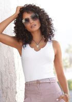 Lascana Geribde tanktop met kleine v-hals