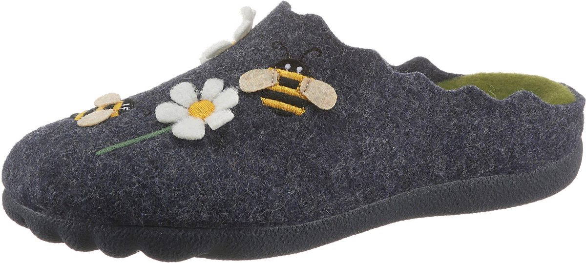 Maybe Pantoffels met bloemen- en bijen-borduursel