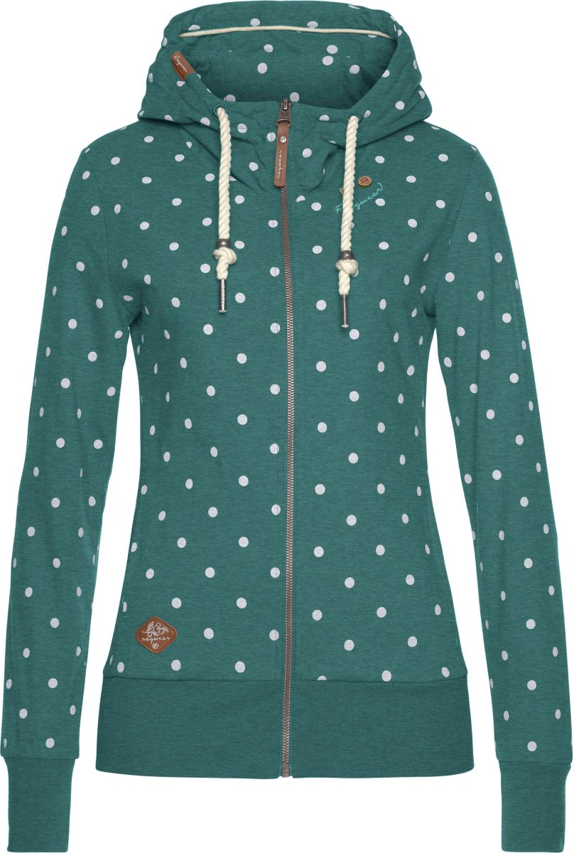 Ragwear Functioneel capuchonsweatvest PAYA DOTS O met all-over-stippenprint design