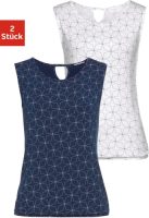 Lascana Tanktop met kleine cut-out in de nek (Set van 2)