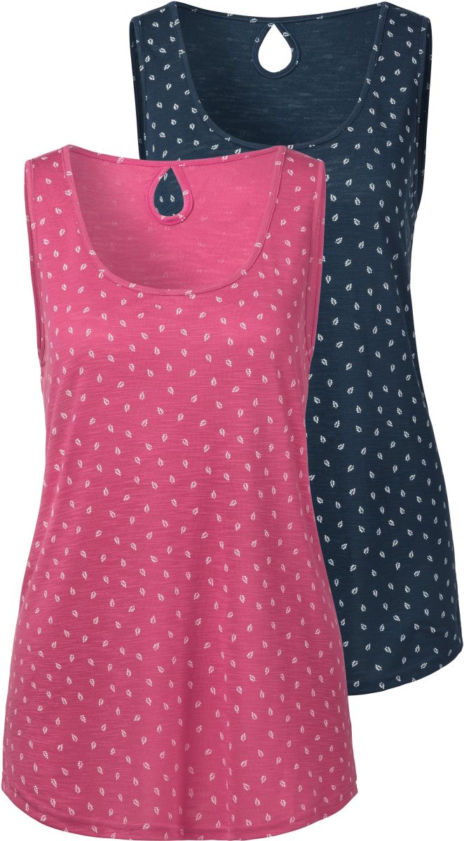 Lascana Tanktop met leuke bladprint en cut-out in de nek (Set van 2)