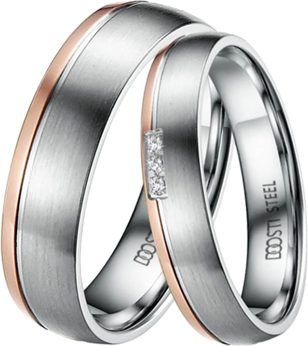 DOOSTI Trouwring DAINTY, ST-038-D, ST-038-H, ST-048-D, ST-048-H Made in Germany, naar keuze met of zonder zirkoon