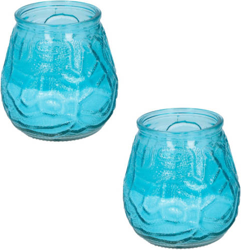 Arti Casa Set Van 5x Stuks Citronella Lowboy Tuin Kaarsen In Blauw Glas 10 Cm - Anti Muggen/insecten Artikelen