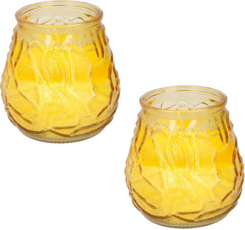 Arti Casa Set Van 5x Stuks Citronella Lowboy Tuin Kaarsen In Geel Glas 10 Cm - Anti Muggen/insecten Artikelen