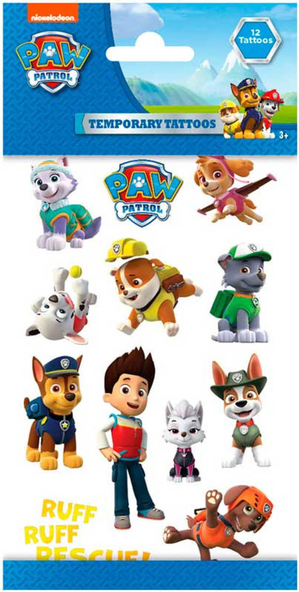 Nickelodeon Neptattoos Paw Patrol Junior Papier 12 Stuks