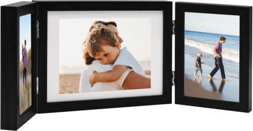 VidaXL Fotolijst Drieluik 22x15 Cm+2x(10x15 Cm) Zwart