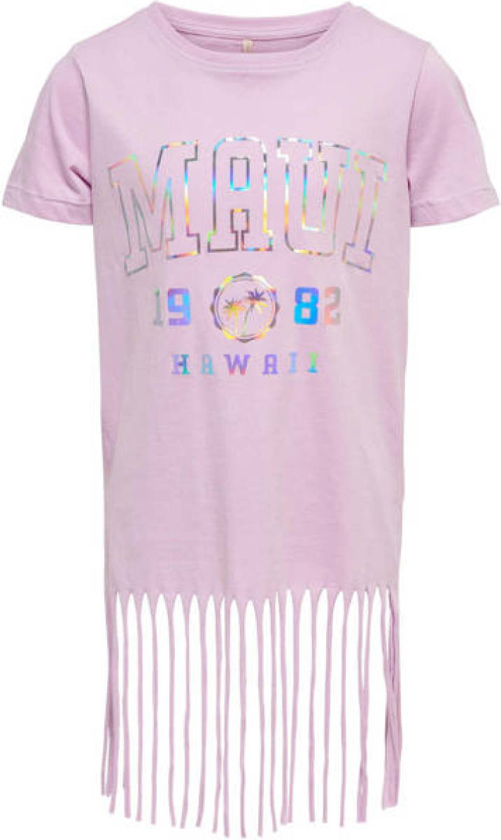 KIDS Only GIRL T-shirt KOGALISON met printopdruk en franjes roze