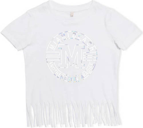 KIDS Only MINI T-shirt KMGALISON met printopdruk en franjes wit
