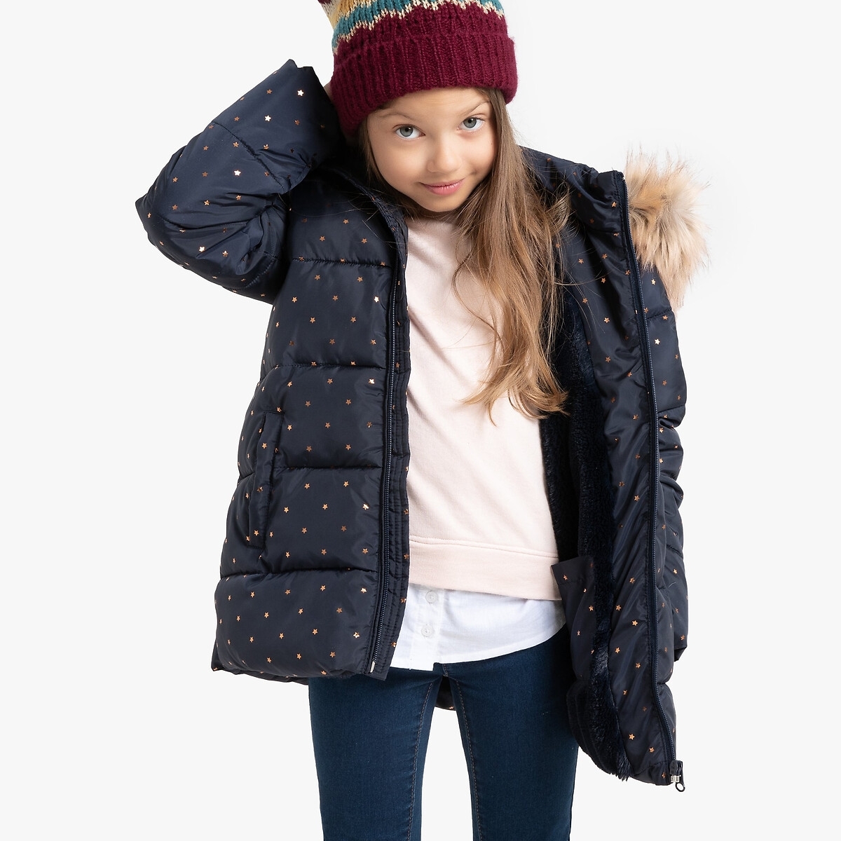 La Redoute Collections Donsvest met kap en sterrenprint 3-12 jaar
