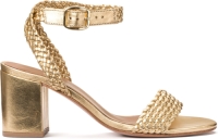 La Redoute Collections Sandalen in metallic leer, brede hak