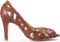 Jonak Open pumps in leer met ajour en hoge hak, Djeny