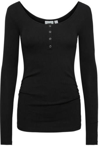 PIECES Maternity zwangerschapslongsleeve van biologisch katoen zwart