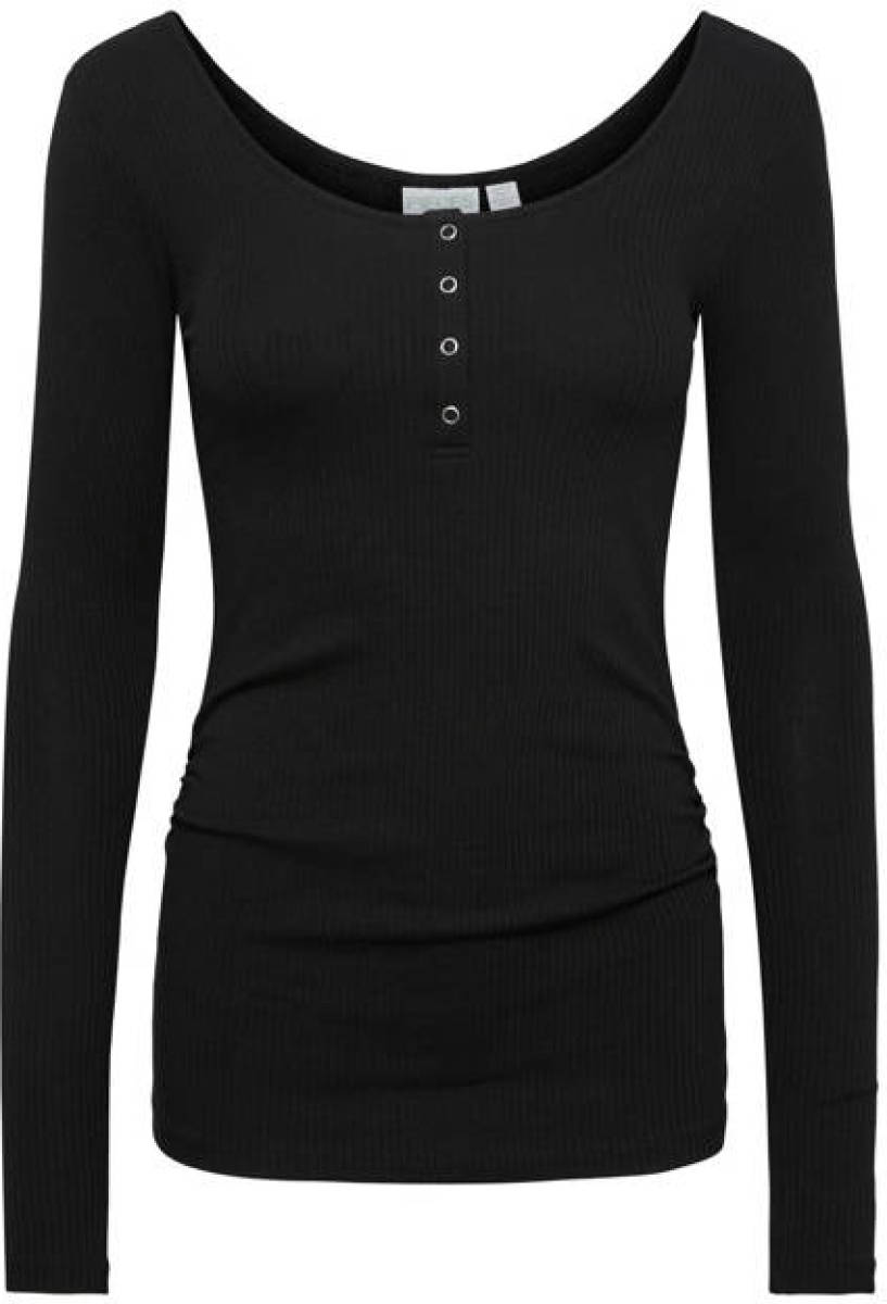 PIECES Maternity zwangerschapslongsleeve van biologisch katoen zwart