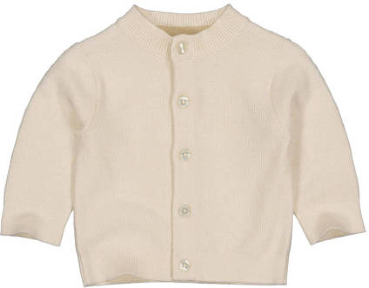 LEVV newborn baby fijngebreid vest LNORRENOS van biologisch katoen offwhite