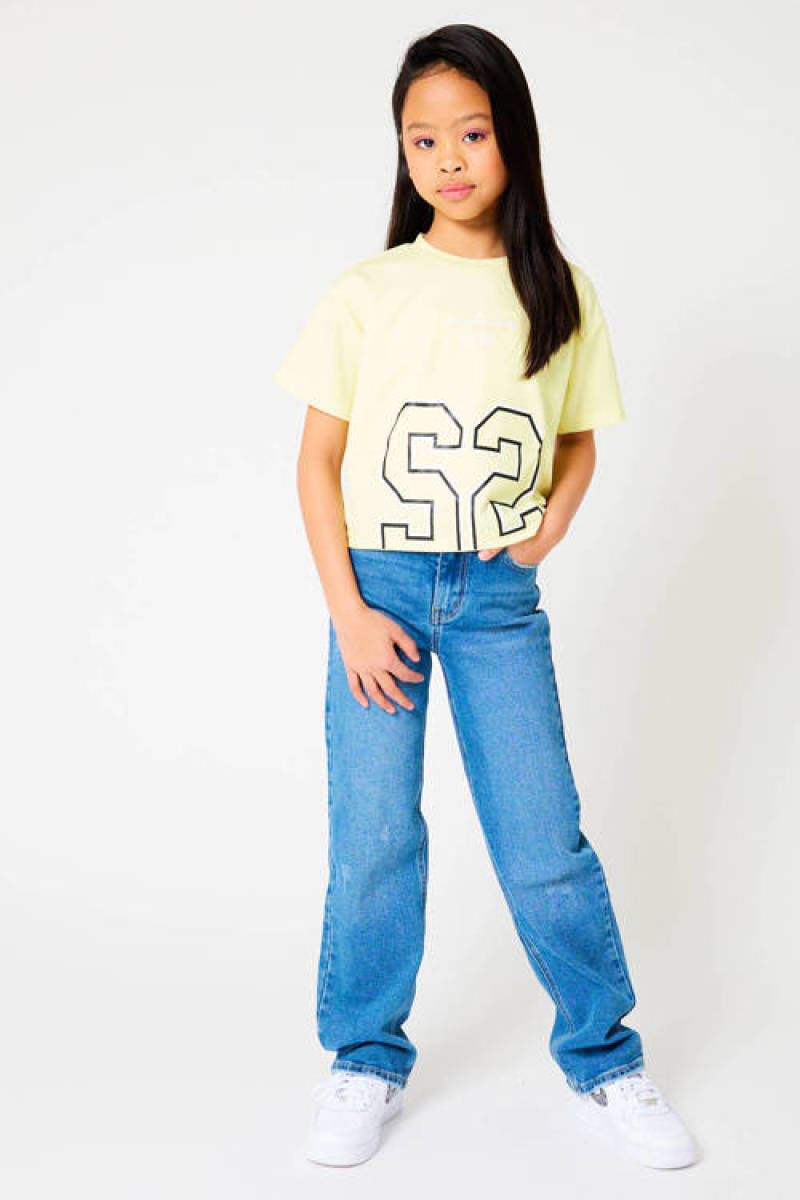 CoolCat Junior T-shirt Ena CG met printopdruk lichtgeel