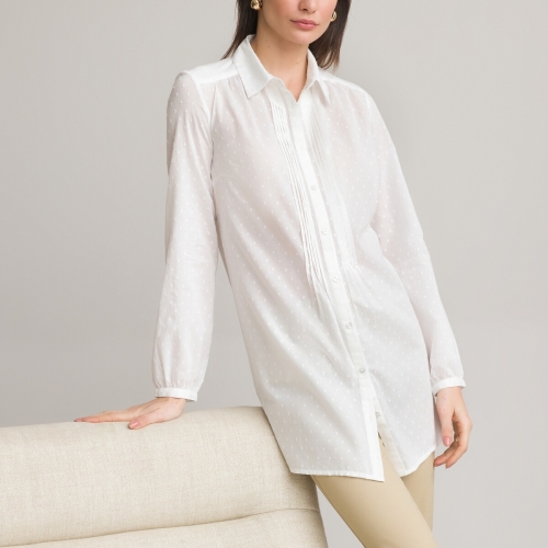 Anne Weyburn Blouse met nopjes in zuiver bio katoen, lange mouwen