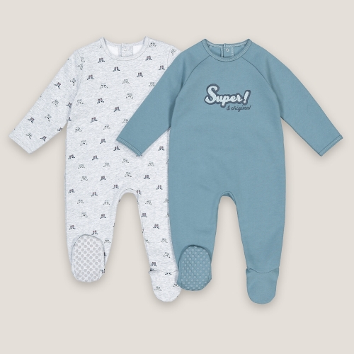 La Redoute Collections Set van 2 pyjama's in molton 0 mnd-3 jaar