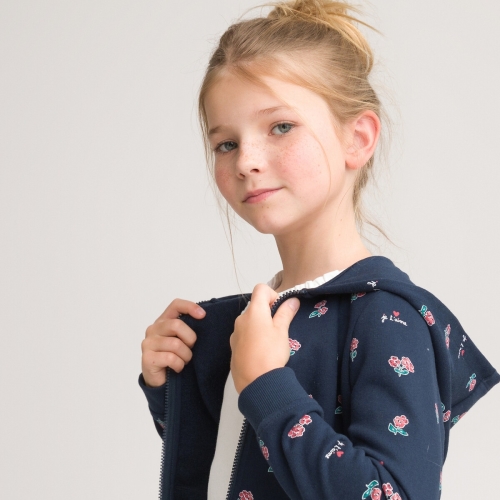 La Redoute Collections Sweater met ritssluiting en kap, bloemenprint 3-14 jaar