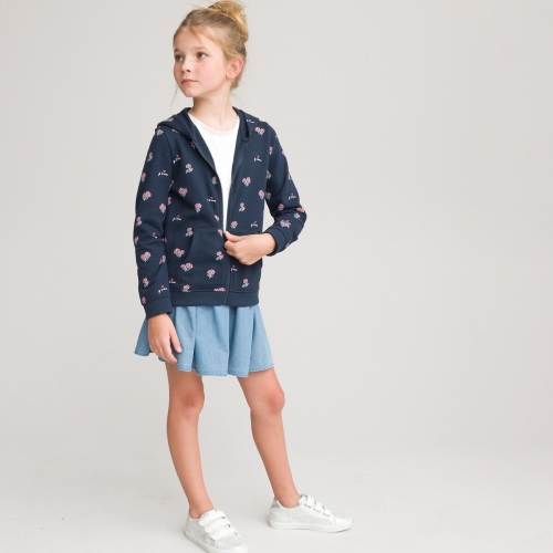 La Redoute Collections Sweater met ritssluiting en kap, bloemenprint 3-14 jaar