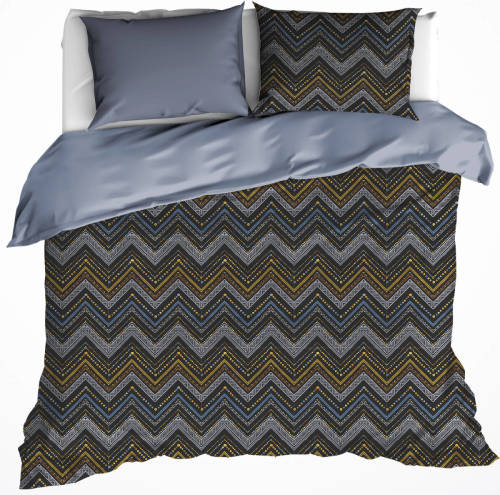 De Witte Lietaer Dekbedovertrek Sioux Blue Grey - Lits Jumeaux - 240 X 220 Cm - Katoen Flanel