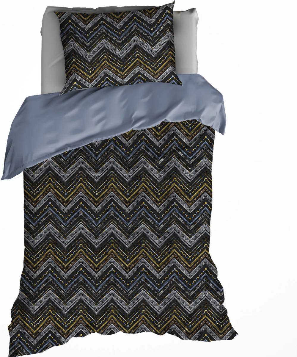 De Witte Lietaer Dekbedovertrek Sioux Blue Grey - Eenpersoons - 140 X 200/220 Cm - Katoen Flanel