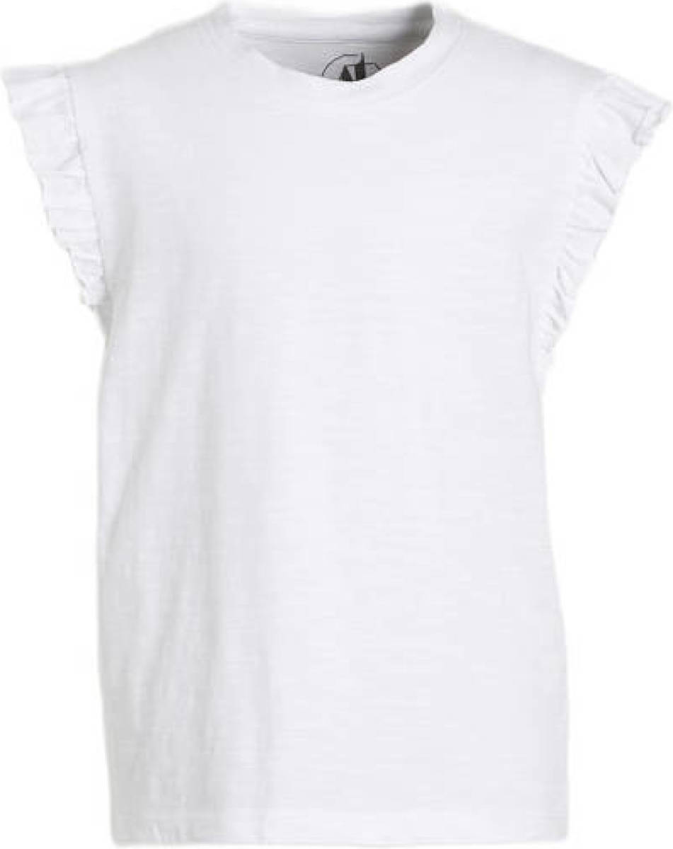 anytime t-shirt met ruffle wit