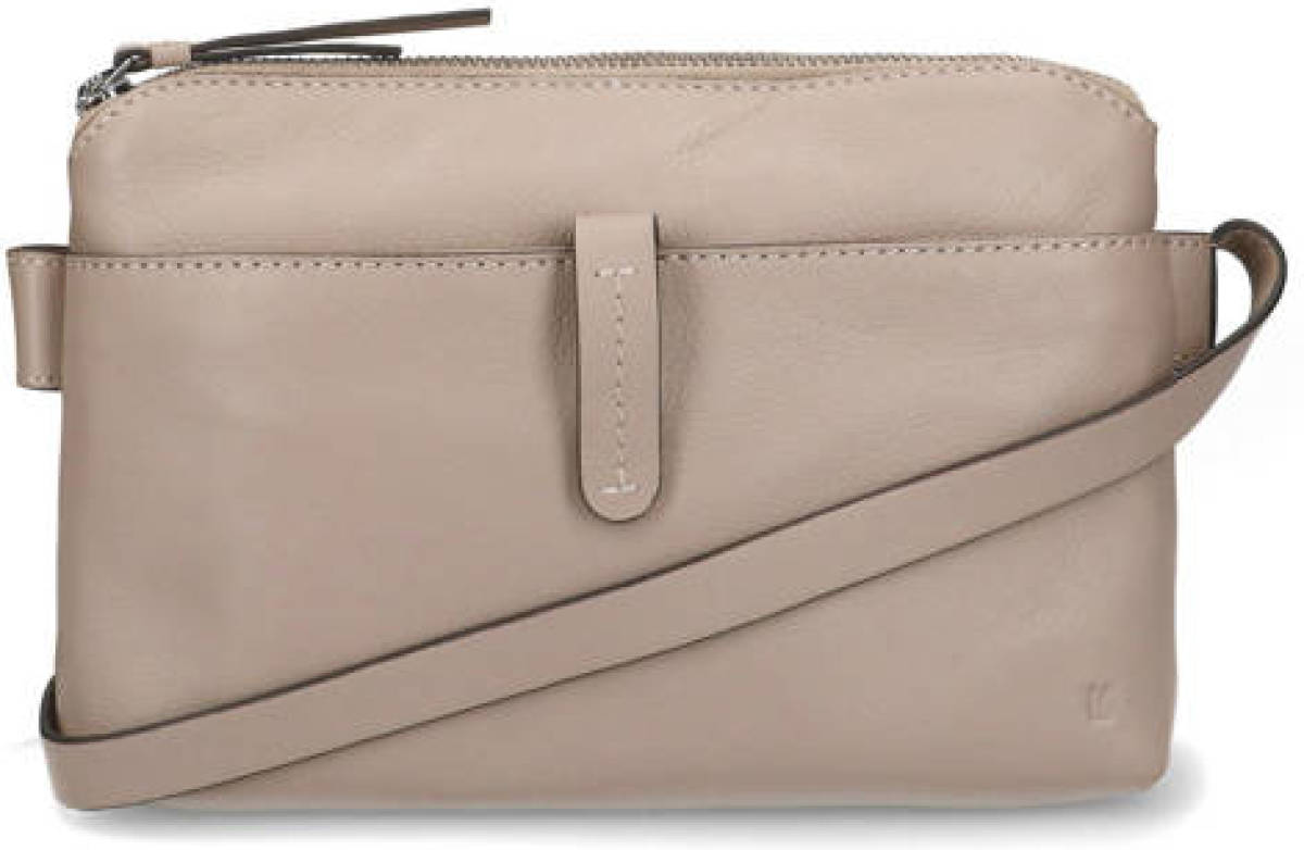 Manfield leren crossbody beige