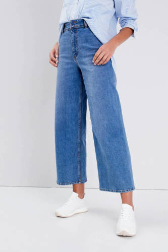 Cache Cache cropped high waist wide leg jeans denim double stone