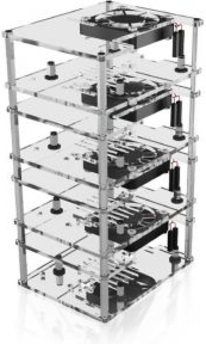 ICY BOX -RP406 4bay stackable clusterbehuizing voor Raspberry Pi 2/3/4