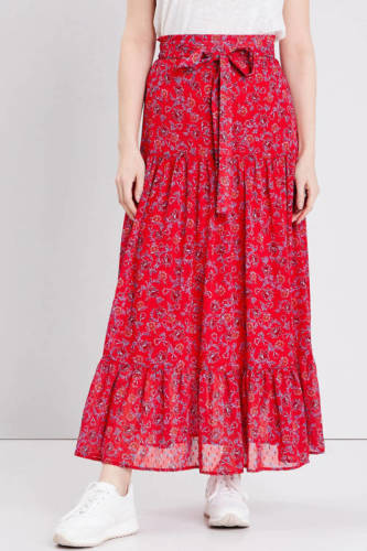 Cache Cache gebloemde semi-transparante maxi rok rood