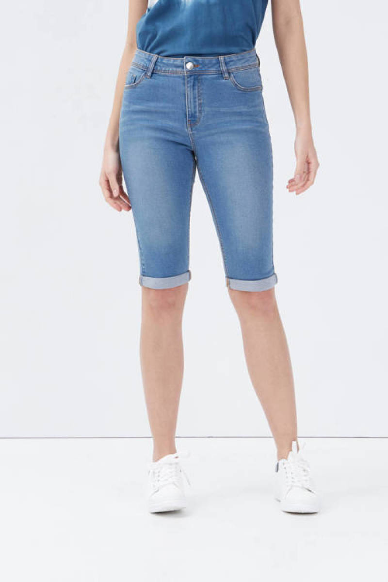 Cache Cache slim fit jeans short blauw