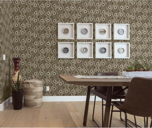 DUTCH WALLCOVERINGS Behang Galactic bruin en wit