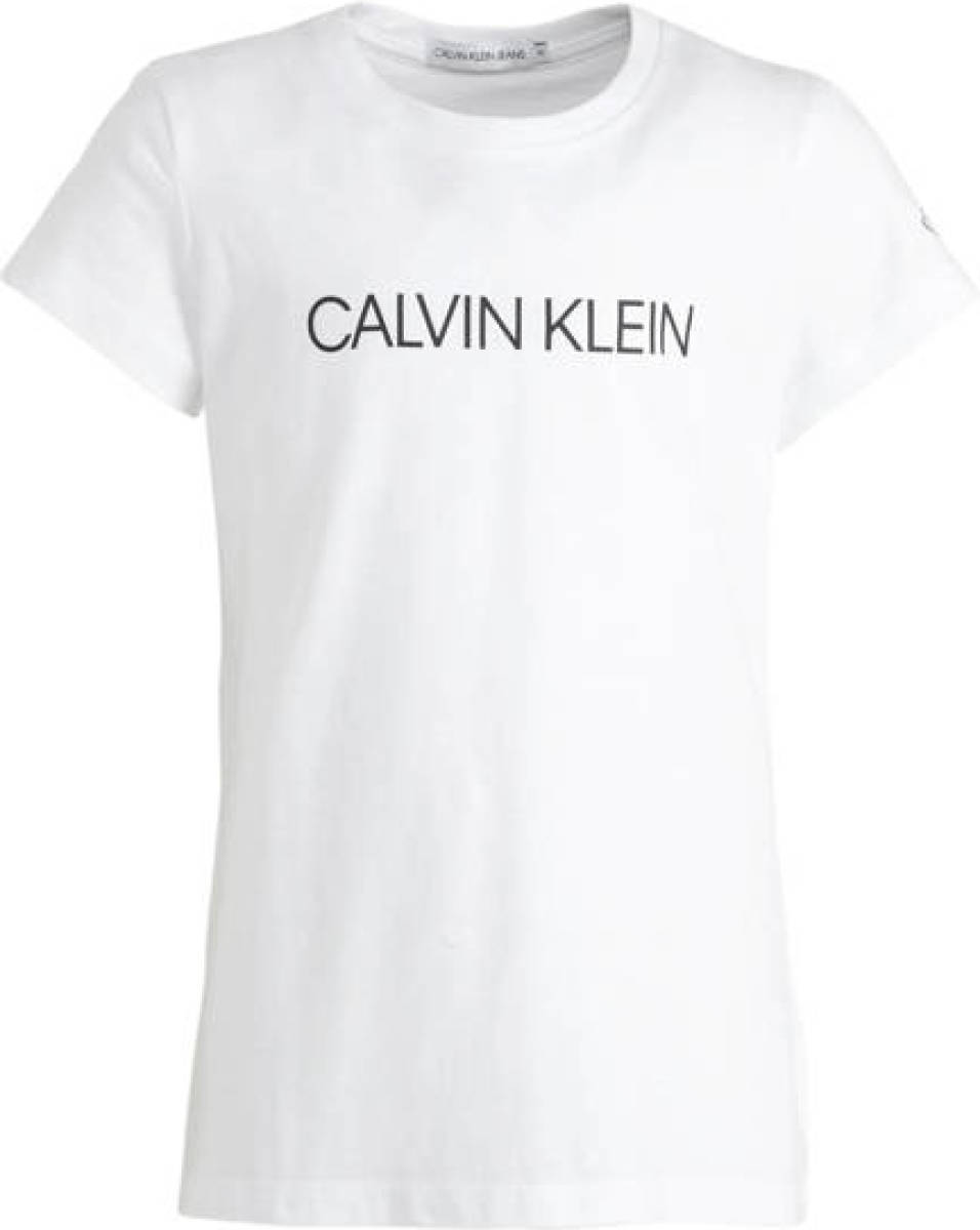 CALVIN KLEIN JEANS slim fit T-shirt van biologisch katoen wit
