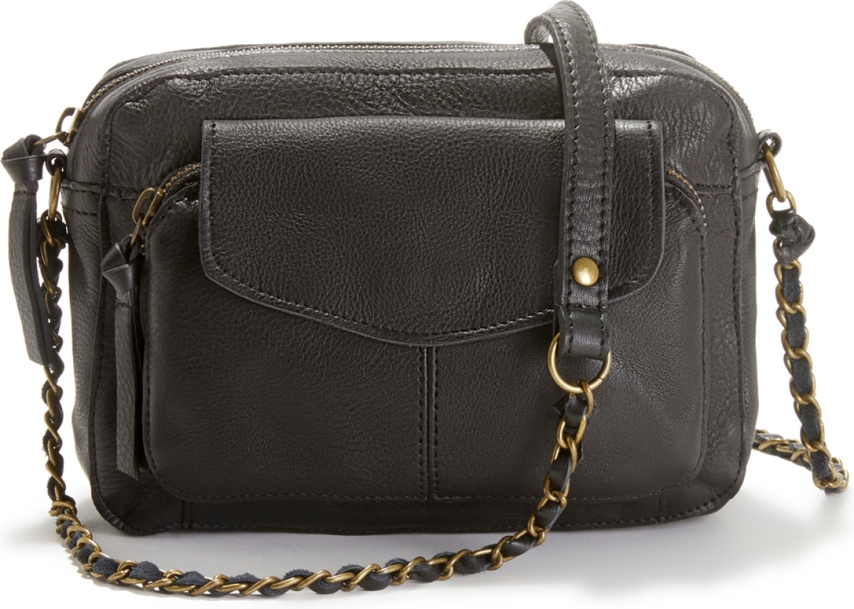 PIECES leren crossbody tas PCNAINA zwart
