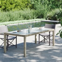 VidaXL Tuintafel 190x90x75 cm gehard glas en poly rattan beige