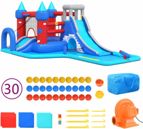 Happy Hop Waterspringkussen met glijbaan 590x390x225 cm PVC