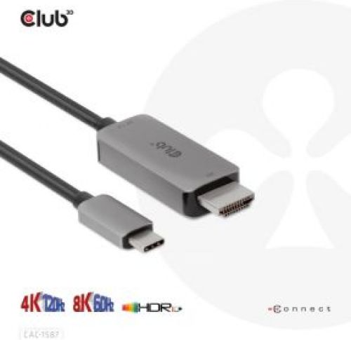 Club 3D CLUB3D USB Gen2 Type-C to HDMI 4K120Hz 8K60Hz HDR10 with DSC1.2 Active Cable M/M 3m