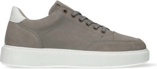 Manfield leren sneakers taupe