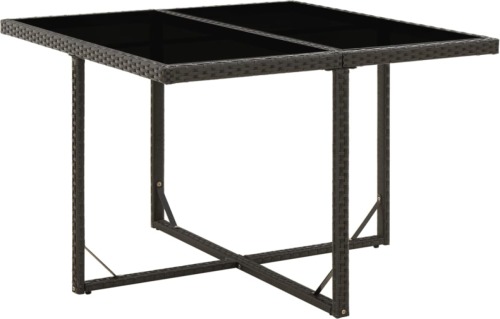 VidaXL Tuintafel 109x107x74 cm poly rattan en glas zwart