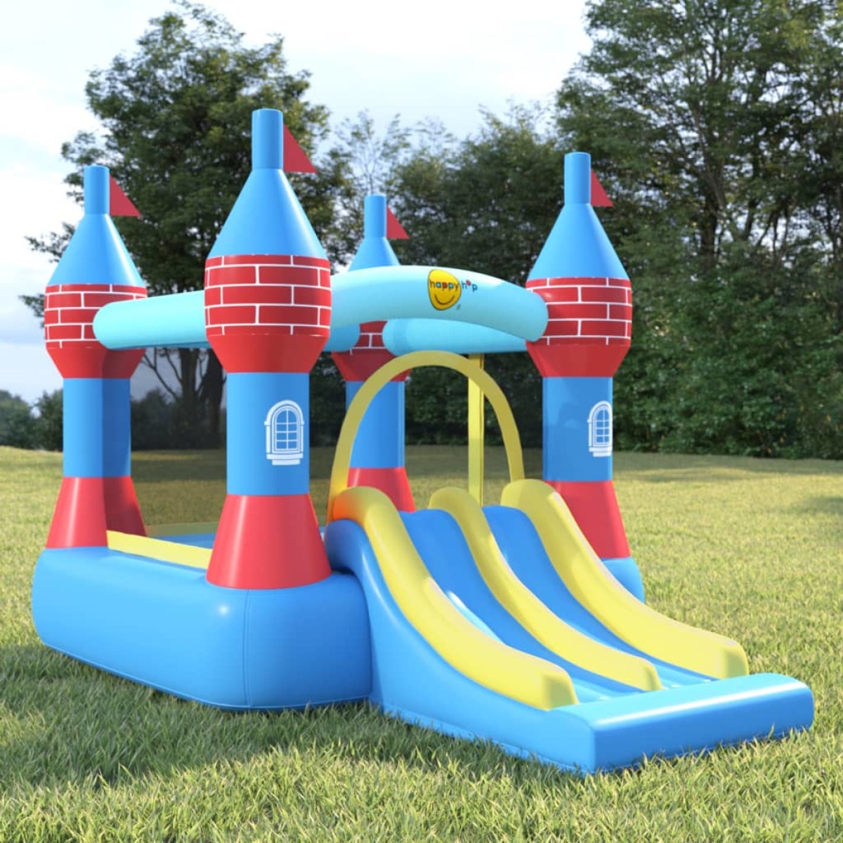 Happy Hop Springkussen met dubbele glijbaan 368,5x265x220 cm PVC